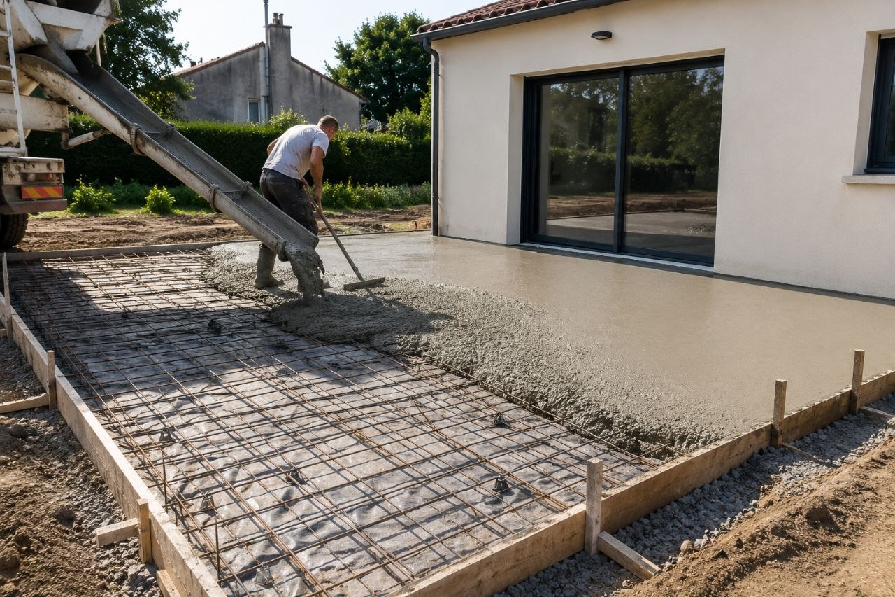 Réalisation de dalle béton à Nantes et dans le Vignoble Nantais